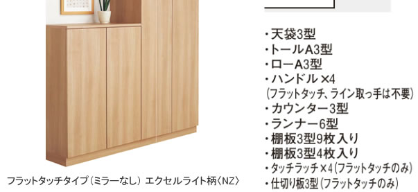 フラットタイプ、ミラー無し、エクセルライト柄
